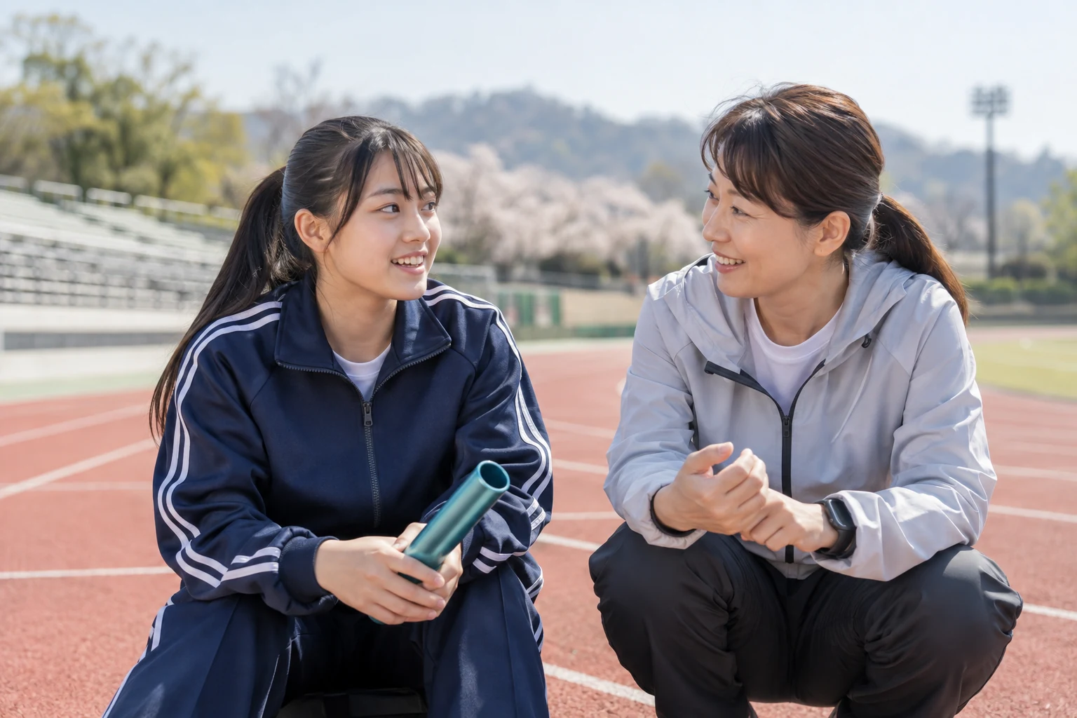 スポーツの目標について相談する学生のイメージ