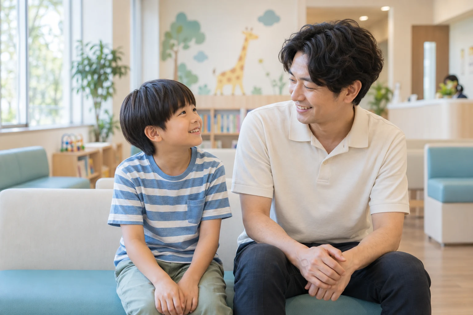 初めての受診を待つ親子のイメージ