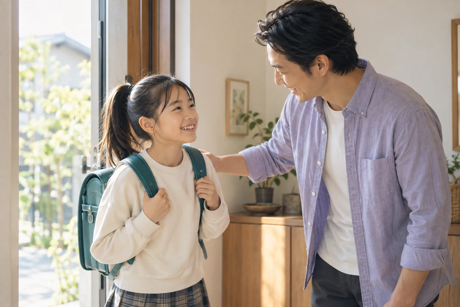 学校生活と家庭の時間を大切にする親子のイメージ