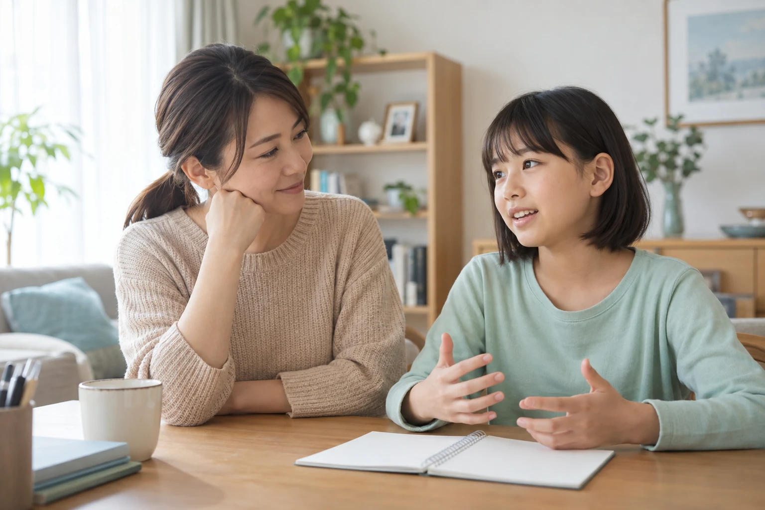 身長の悩みについて話を聞く保護者のイメージ