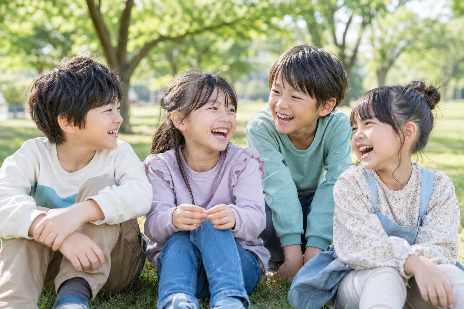 公園で楽しく過ごす成長期の子どもたちのイメージ