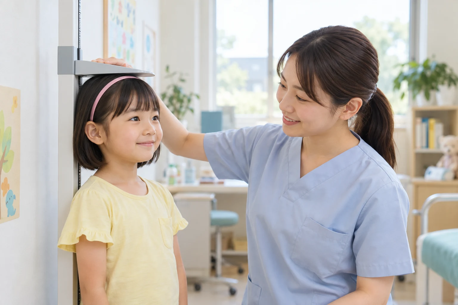 身長を測定する小学生のイメージ