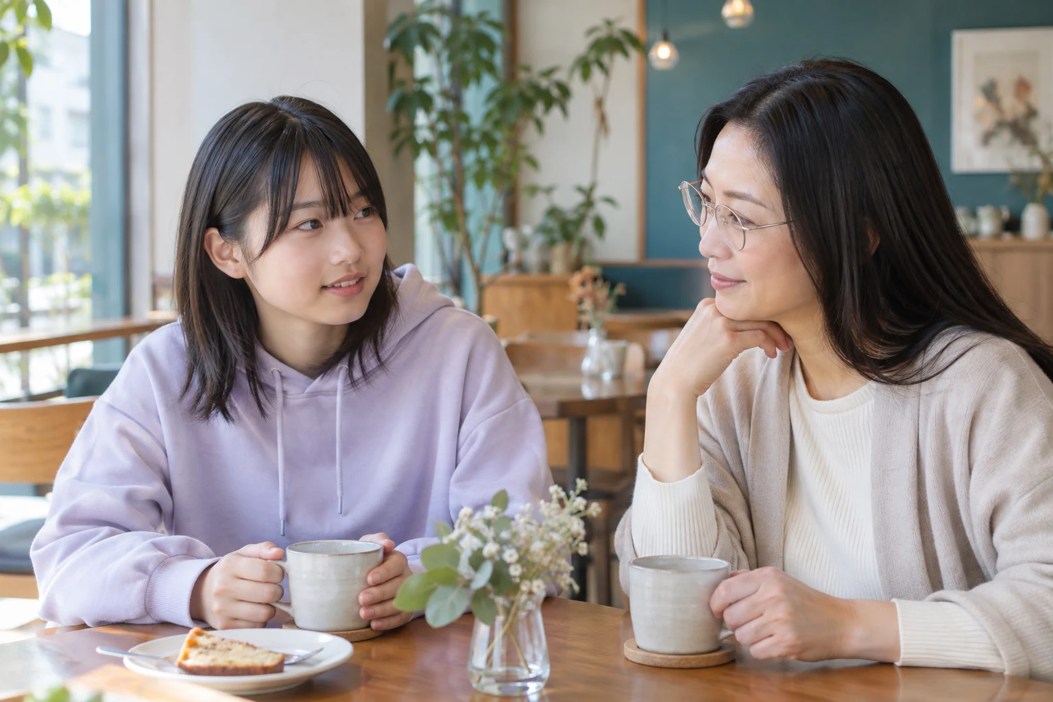 思春期の成長について相談する中学生と保護者のイメージ
