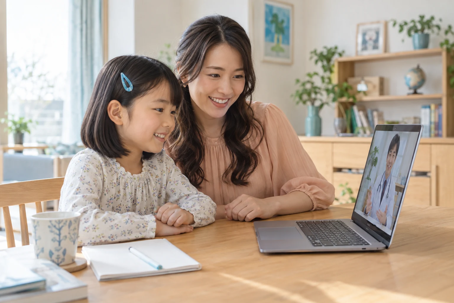 自宅でオンライン診療を受ける親子のイメージ